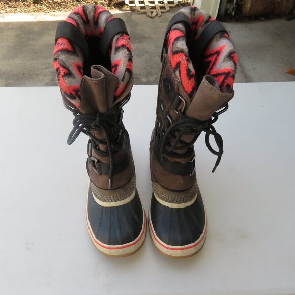 Women's Sorel Suede Mid Calf Lace Up Boot Waterproof Snow Boot Size 9.5 - Picture 1 of 7